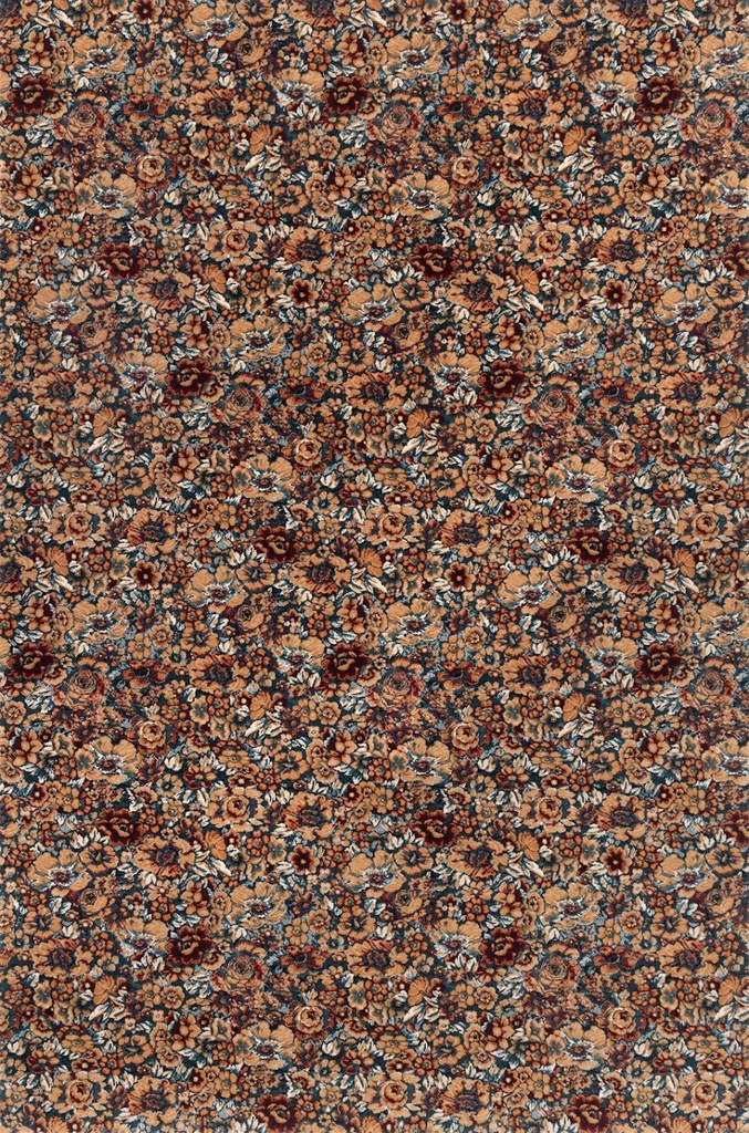 Tapis en laine AGNUS-B FLORALIA émeraude, motif floral vintage chic