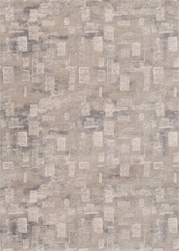 Tapis contemporain en laine AGNUS-B GASPER beige, motif géométrique abstrait