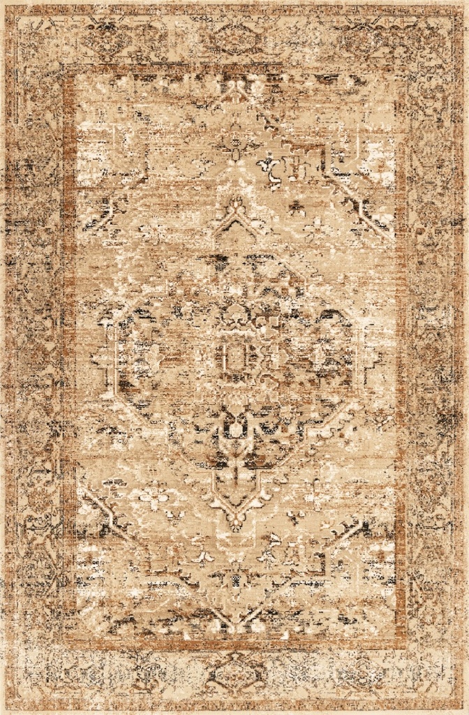 Tapis en laine AGNUS-B GRANNY Cuivre d'inspiration orientale, effet vieilli vintage