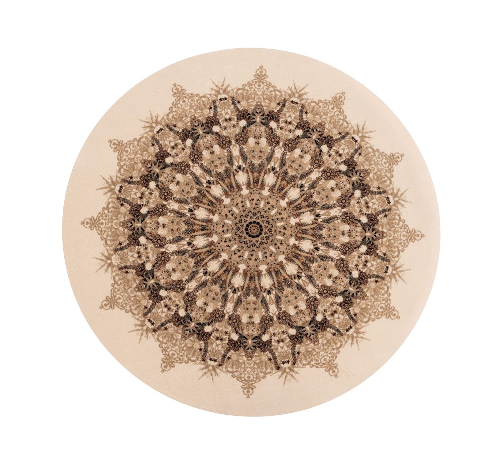 Tapis rond en laine AGNUS-B JULIA crème à mandala de style oriental chic