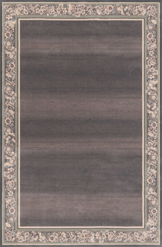 Tapis en laine AGNUS-B PEONY bruyère à bordure florale d'inspiration romantique