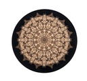 Tapis rond en laine AGNUS-B ROMEO bleu marine à motif mandala