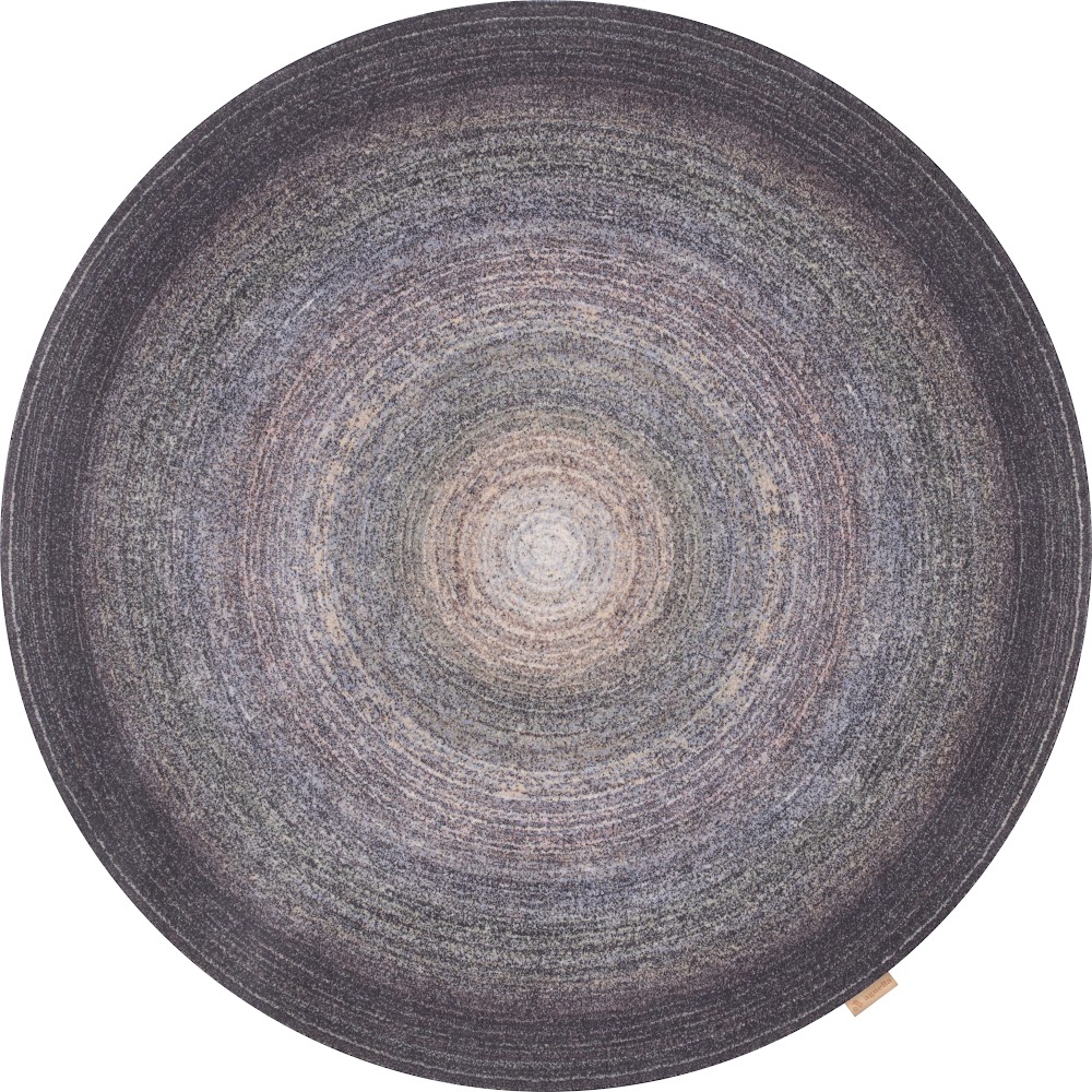 Tapis rond en laine CALISIA-B AIKO bruyère - design contemporain à motif concentrique