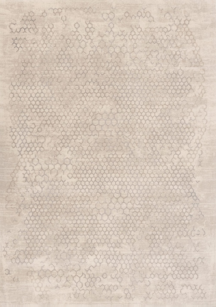 Tapis en laine CALISIA-B PERLA blanc - tapis design contemporain à motif géométrique raffiné effet vieilli