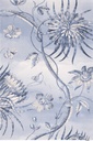 Tapis en laine CALISIA-B TALWIN bleu clair - motif floral design noir et blanc esprit gravure botanique