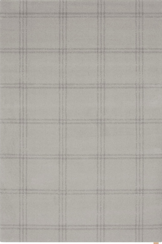 Tapis rectangulaire en laine CALISIA-M-B GRID PRIME coloris sable - motif élégant à carreaux style tartan
