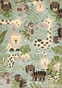 Tapis synthétique FUNKY TOP JUNGLA menthe pour enfants, animaux de la jungle