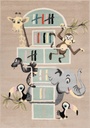 Tapis synthétique FUNKY TOP TOM beige clair pour chambre d'enfants - tapis animaux de la jungle et marelle ludique