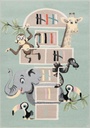 Tapis synthétique FUNKY TOP TOM menthe pour chambre d'enfants - tapis animaux de la jungle et marelle ludique