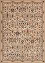 Tapis en laine ISFAHAN AMARA beige clair, frise et motifs floraux persans
