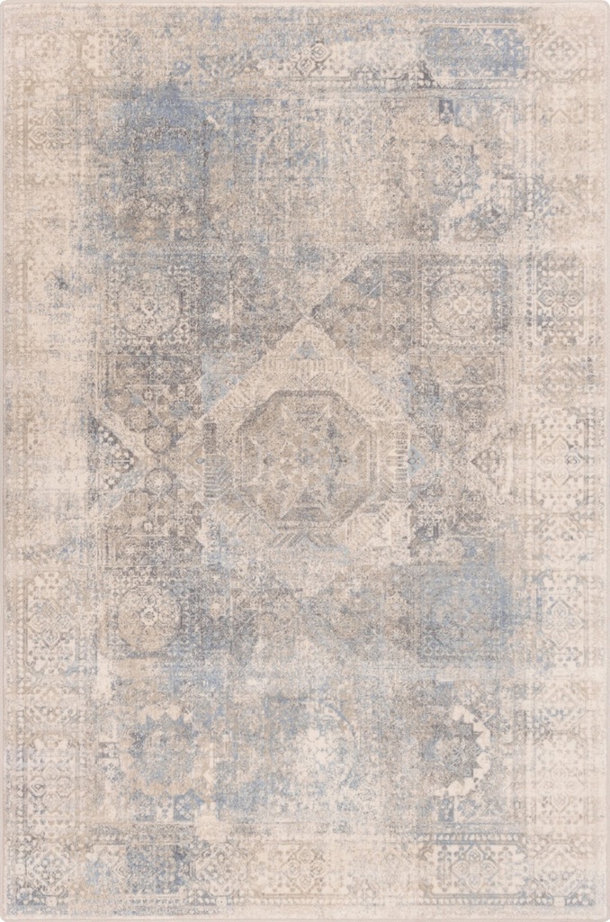 Tapis en laine ISFAHAN BASZRA beige, motif à médaillon central d'inspiration persane