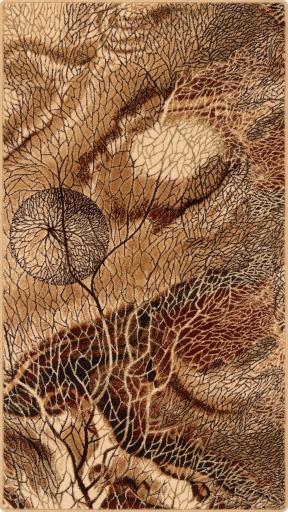 Tapis contemporain en laine ISFAHAN BELLONA ambre, style oriental moderne à feuillage