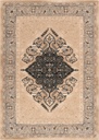 Tapis en laine ISFAHAN BRENDA beige clair, médaillon central et frise florale