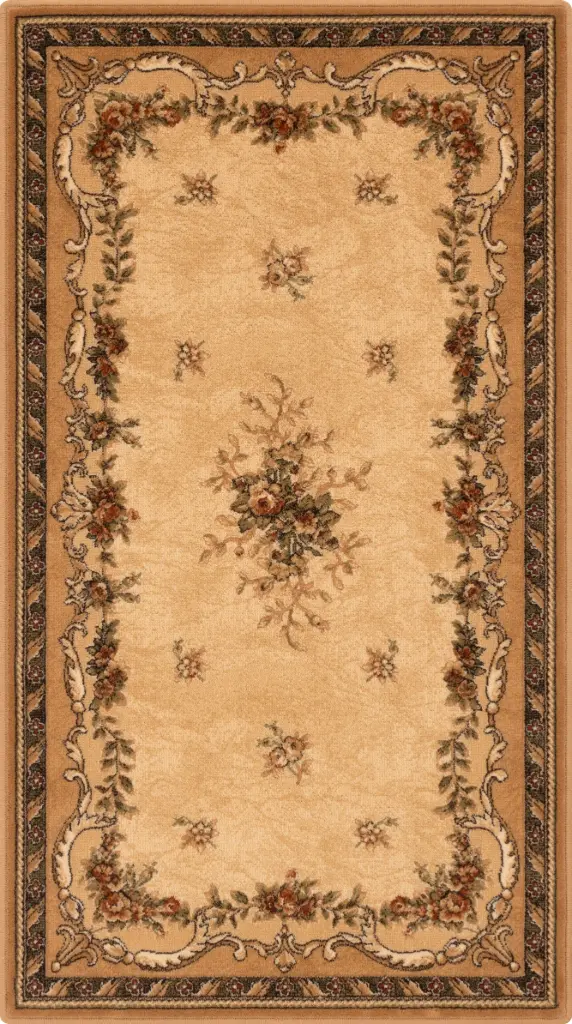 Tapis en laine ISFAHAN DAFNE Sahara RS06, style classique à rinceaux de fleurs