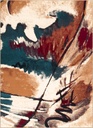 Tapis design en laine ISFAHAN ESPERO cuivré, motif abstrait rappelant la peinture contemporaine