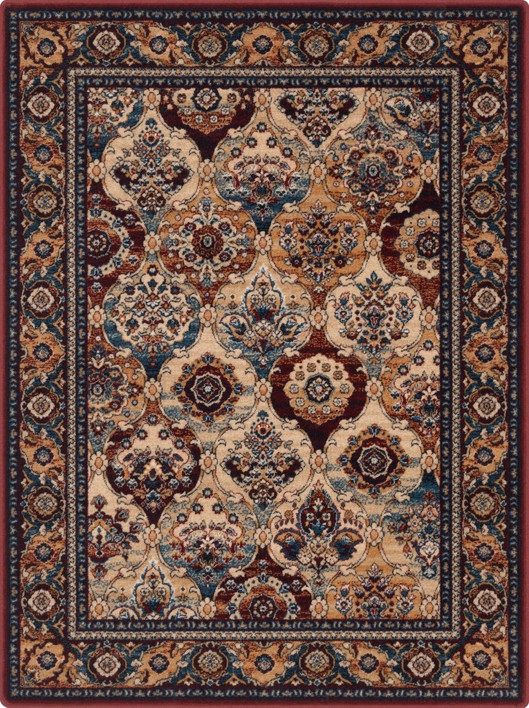 Tapis en laine ISFAHAN FORENZA rouge foncé d'inspiration orientale