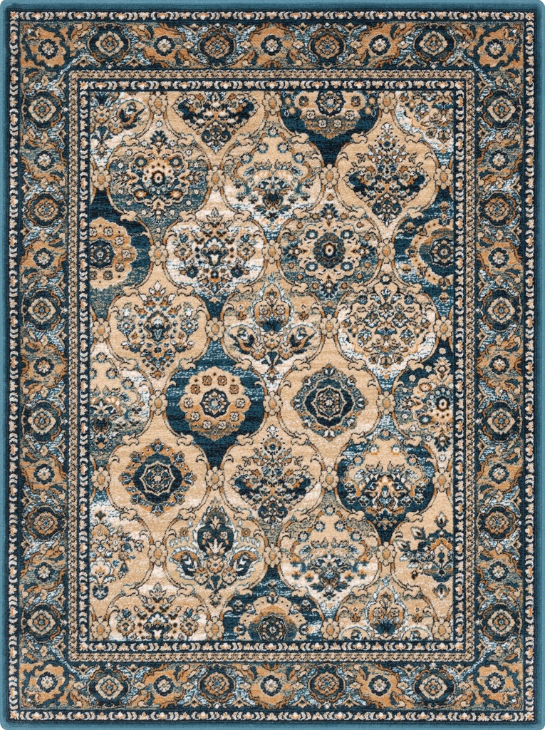 Tapis en laine ISFAHAN FORENZA émeraude d'inspiration orientale