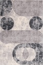 Tapis en laine ISFAHAN FRIS gris clair à motif géométrique et formes arrondies abstraites contemporaines