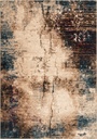 Tapis contemporain en laine ISFAHAN GRADO beige clair, motif abstrait effet vieilli