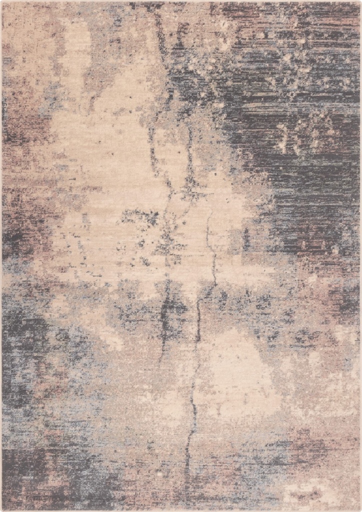 Tapis contemporain en laine ISFAHAN GRADO couleur sable, motif abstrait effet vieilli