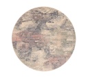 Tapis rond contemporain en laine ISFAHAN ORSO albâtre, motif abstrait beige, rose et gris
