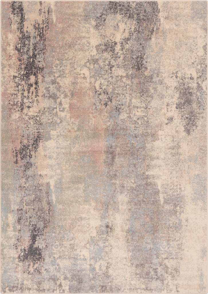Tapis en laine ISFAHAN RENZO rose au motif contemporain effet patiné