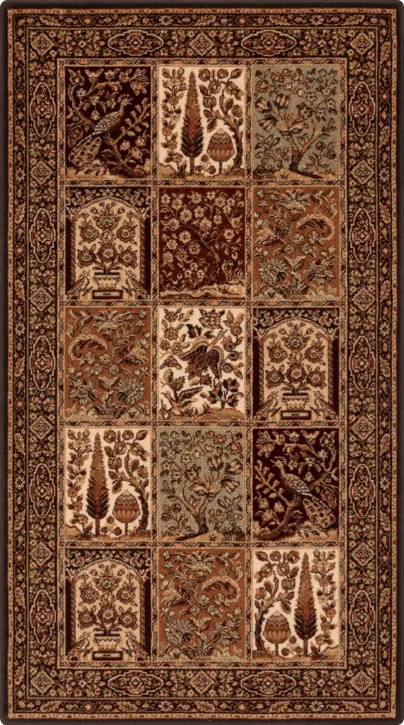 Tapis en laine ISFAHAN TIMOR noir, patchwork de motifs d'inspiration persane