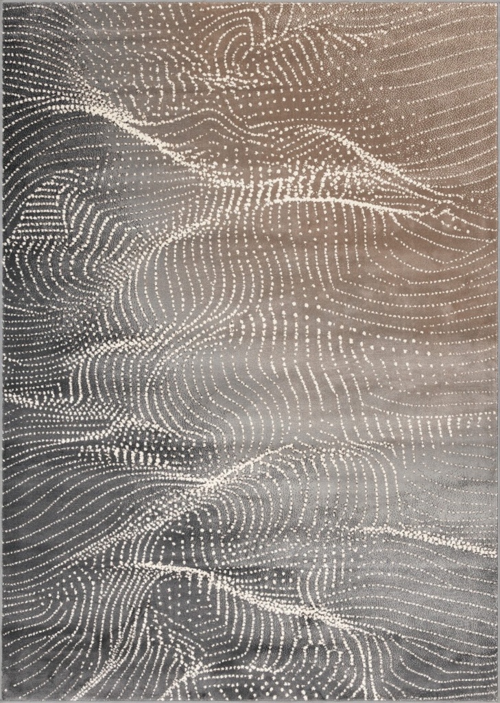 Tapis synthétique LIDA CORIN gris - design moderne à motif de lignes ondulantes