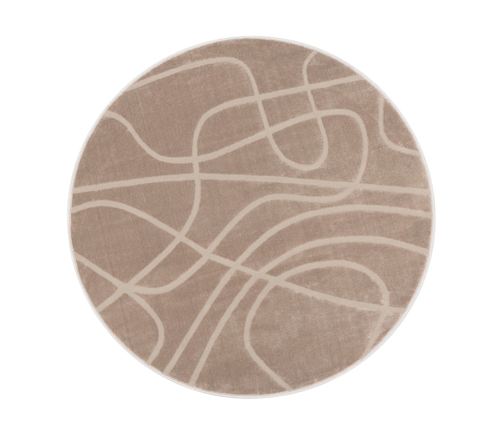 Tapis rond synthétique LIDA SHRINK ARIELA P beige, design abstrait en relief
