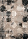 Tapis synthétique LIDA SHRINK BALO P beige - motif géométrique moderne à cercles