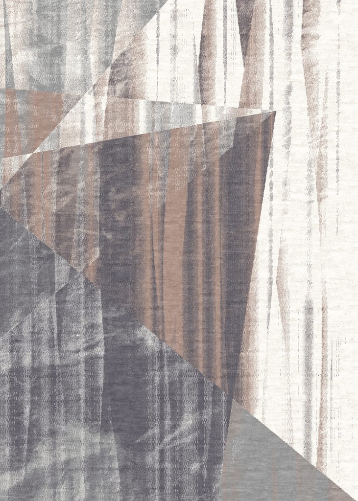 Tapis synthétique LUSH-B Teon beige - motif géométrique abstrait