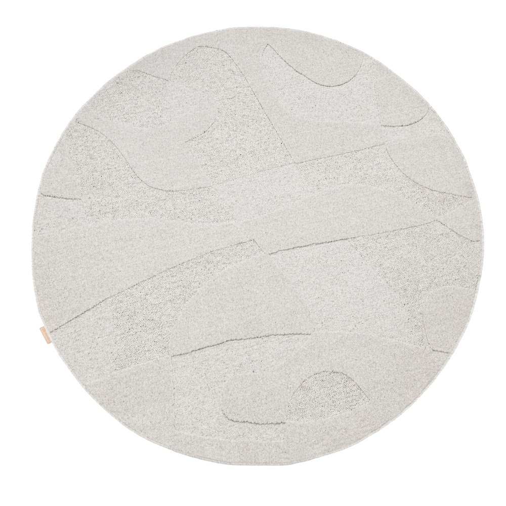 Tapis contemporain rond en laine texturée MORPHIC BOTANICA gris clair