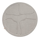 Tapis contemporain rond en laine texturée MORPHIC-B Organica gris - motif organique abstrait