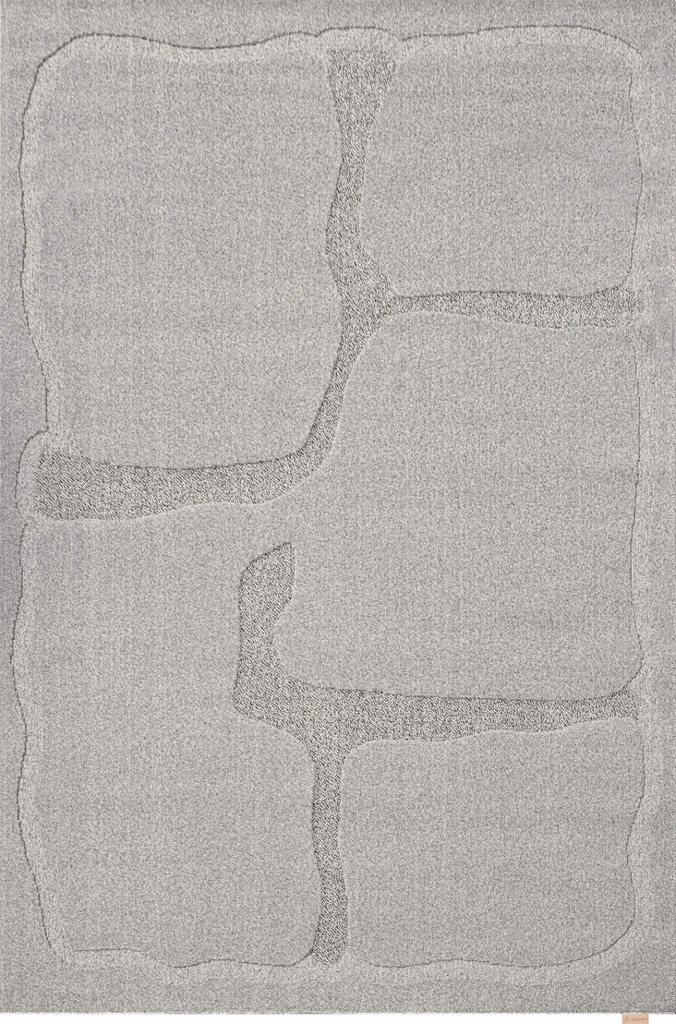 Tapis en laine MORPHIC-B Organica gris - motif organique abstrait en relief