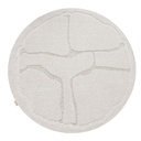 Tapis contemporain rond en laine texturée MORPHIC-B Organica gris clair - motif organique abstrait