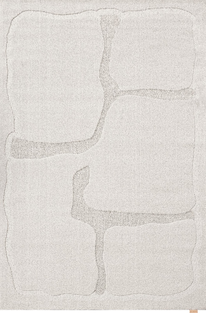 Tapis en laine MORPHIC-B Organica gris clair - motif organique abstrait en relief