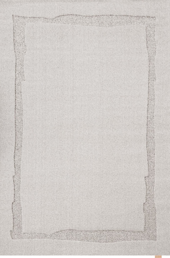 Tapis en laine MORPHIC-B Rocca gris clair - design minimaliste à bordure en relief