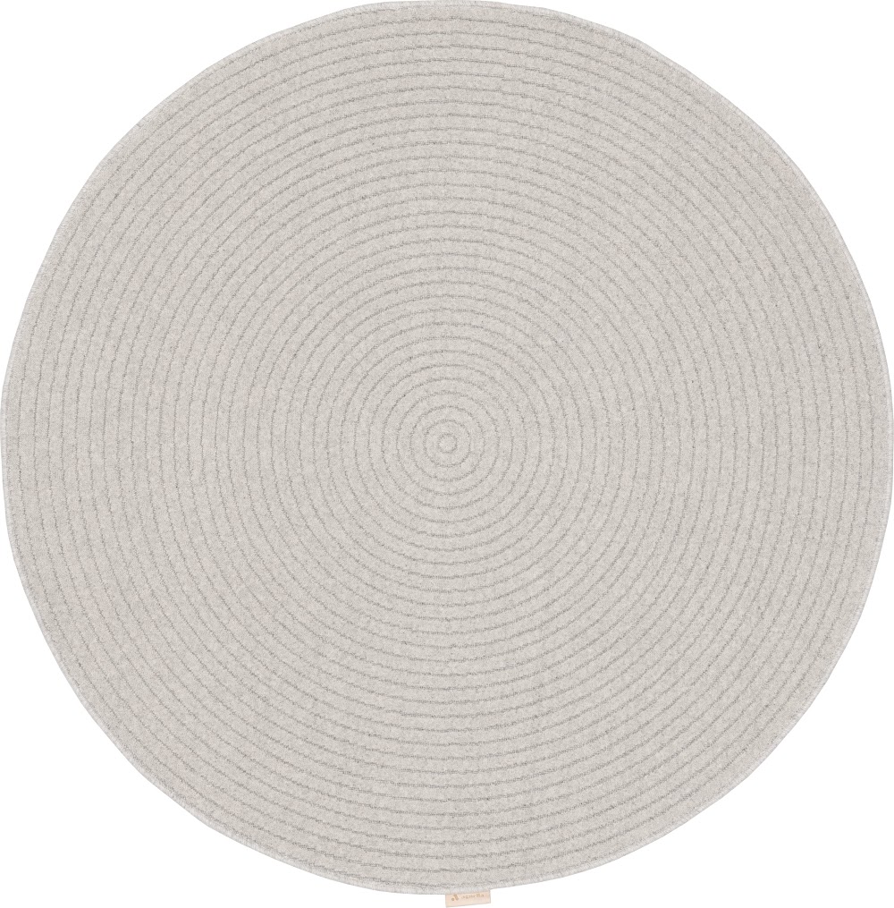 Tapis rond en laine NOBLE Ruti gris clair - motif concentrique minimaliste