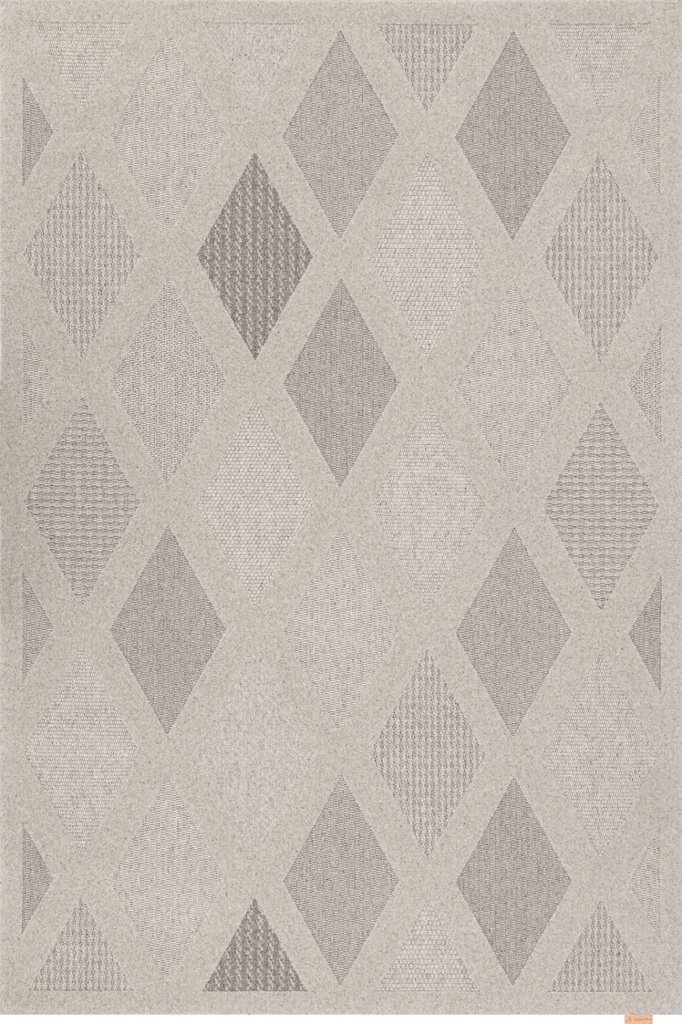 Tapis en laine NOBLE-B Elois gris - motif contemporain à losanges
