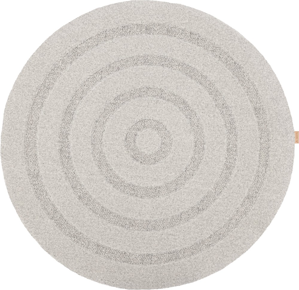 Tapis rond en laine NOBLE-B Oblos gris clair - cercles texturés