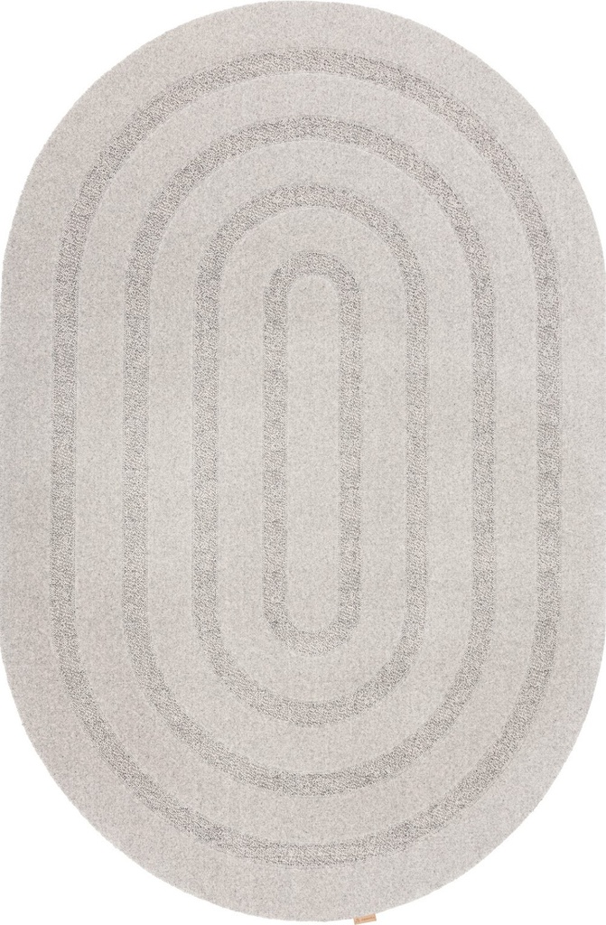 Tapis ovale en laine NOBLE-B Oblos gris clair - motif concentrique minimaliste