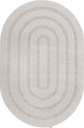 Tapis ovale en laine NOBLE-B Oblos gris clair - motif concentrique minimaliste