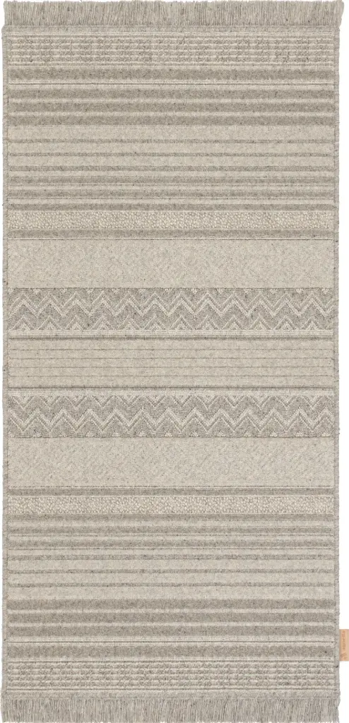 Tapis en laine NOBLE-F Oni gris clair - motifs ethniques et texturés