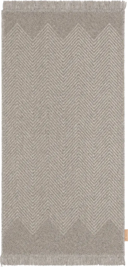 Tapis en laine NOBLE-F Poco gris - motif chevrons et relief texturé