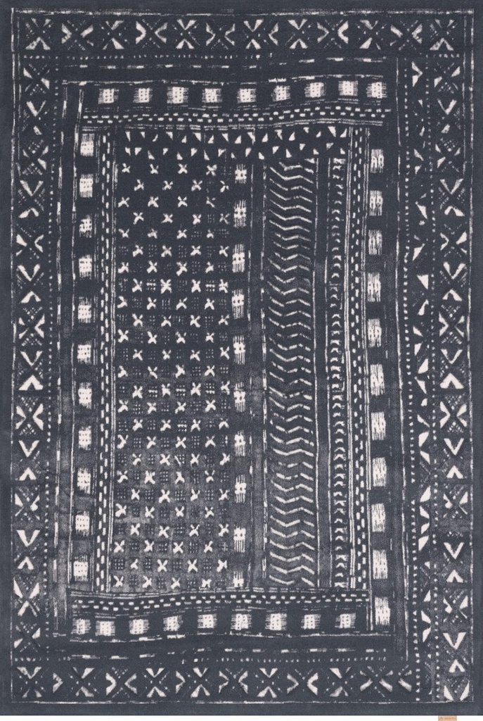 Tapis en laine OPAL-B MASI graphite – motif ethnique graphique