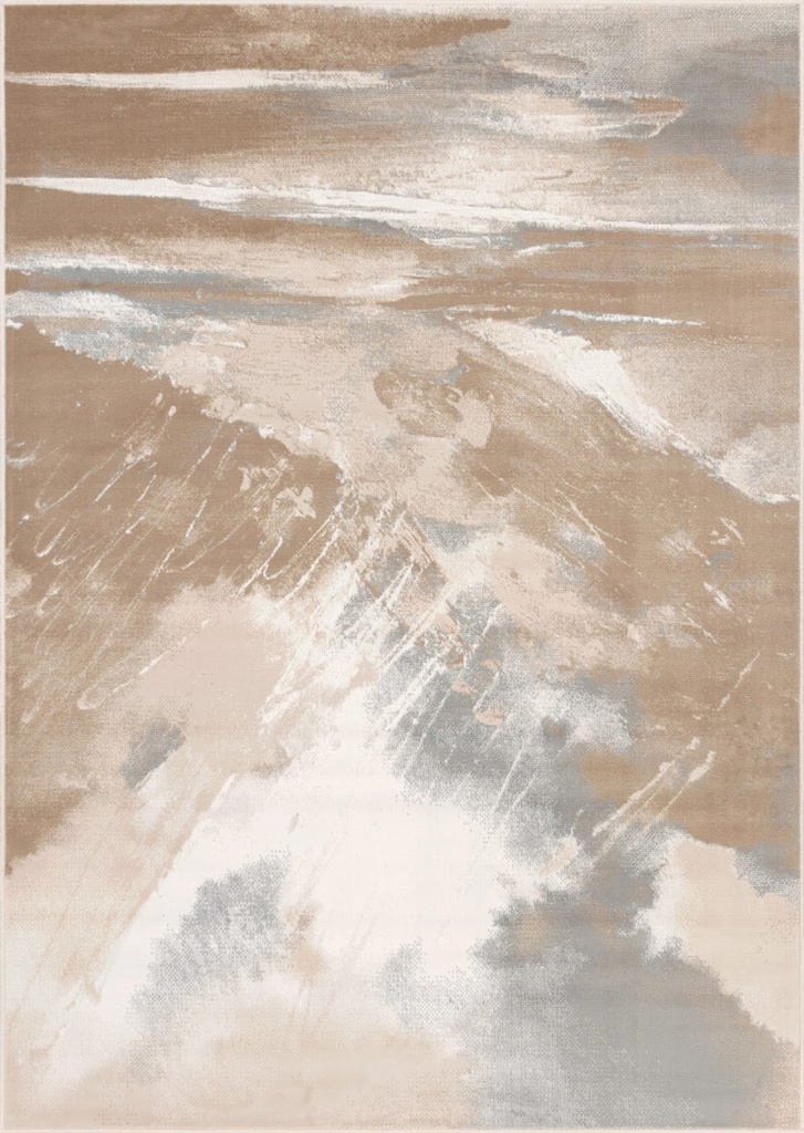Tapis synthétique SENSI BIZAR beige foncé, motif abstrait inspiration dunes