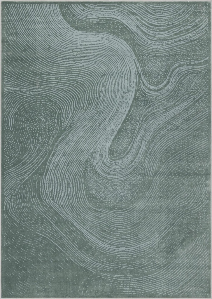 Tapis synthétique abstrait SENSI BRANCO couleur malachite, motif abstrait type vague