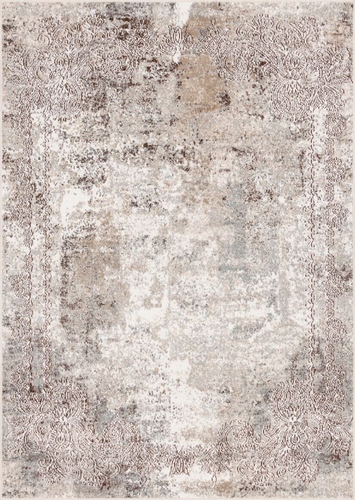 Tapis synthétique SENSI Slatina beige clair - motif ornemental effet patiné