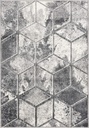 Tapis synthétique SENSI Sonna gris - motif géométrique 3D effet cubes