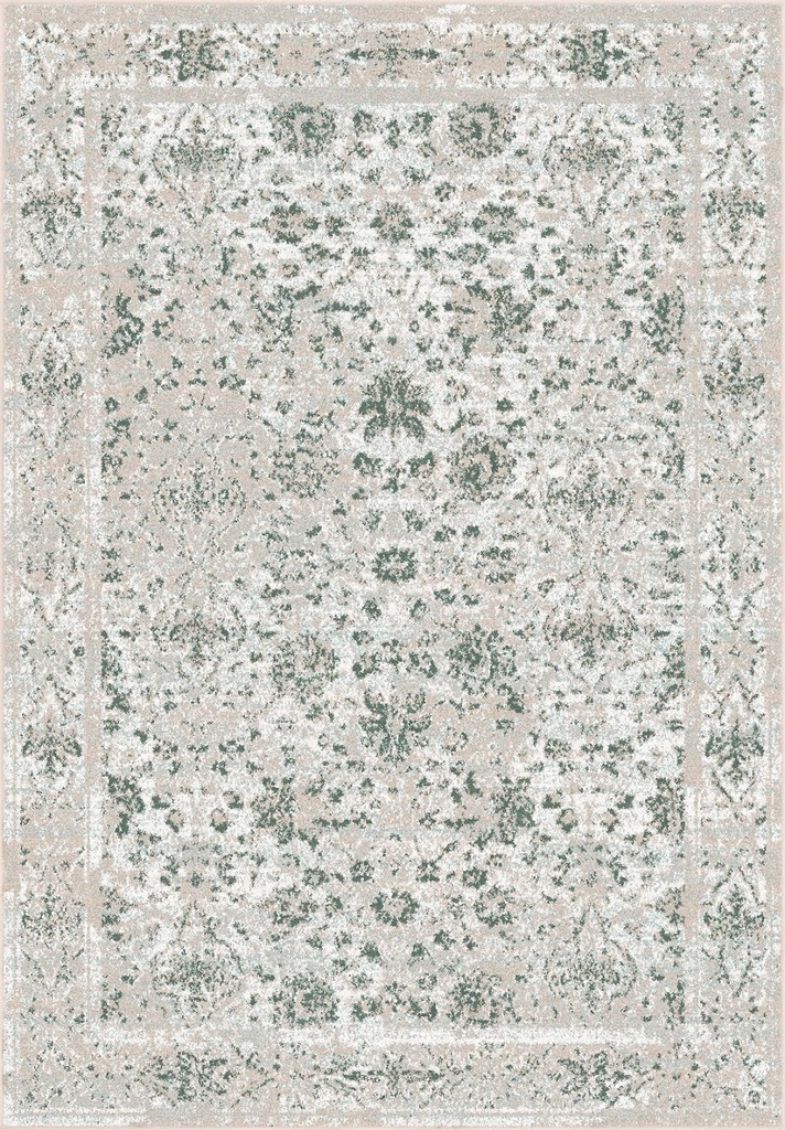 Tapis synthétique SENSI Tris vert malachite - motif oriental patiné